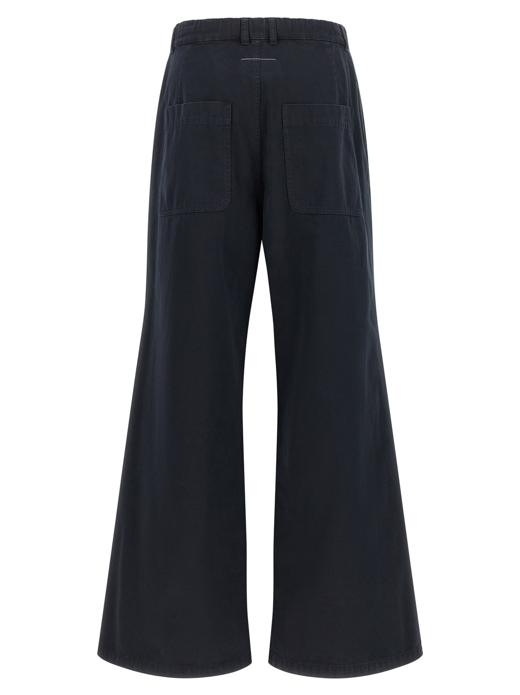 Blue Wide-Leg Cotton Trousers