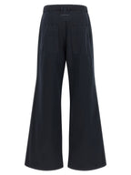 Blue Wide-Leg Cotton Trousers