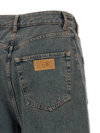 Gray Cotton Wide-Leg Jeans