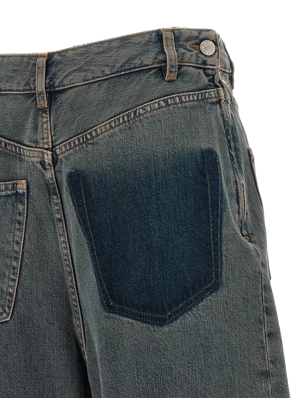 Gray Cotton Wide-Leg Jeans