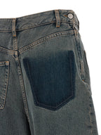 Gray Cotton Wide-Leg Jeans