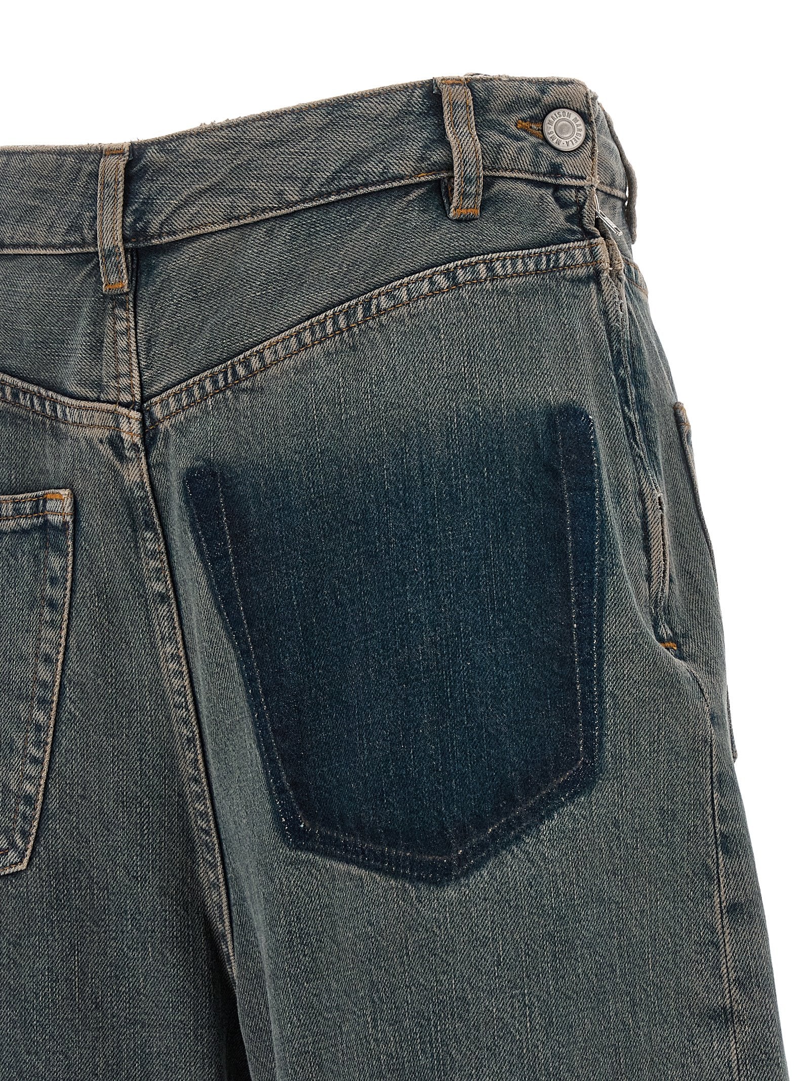 Gray Cotton Wide-Leg Jeans