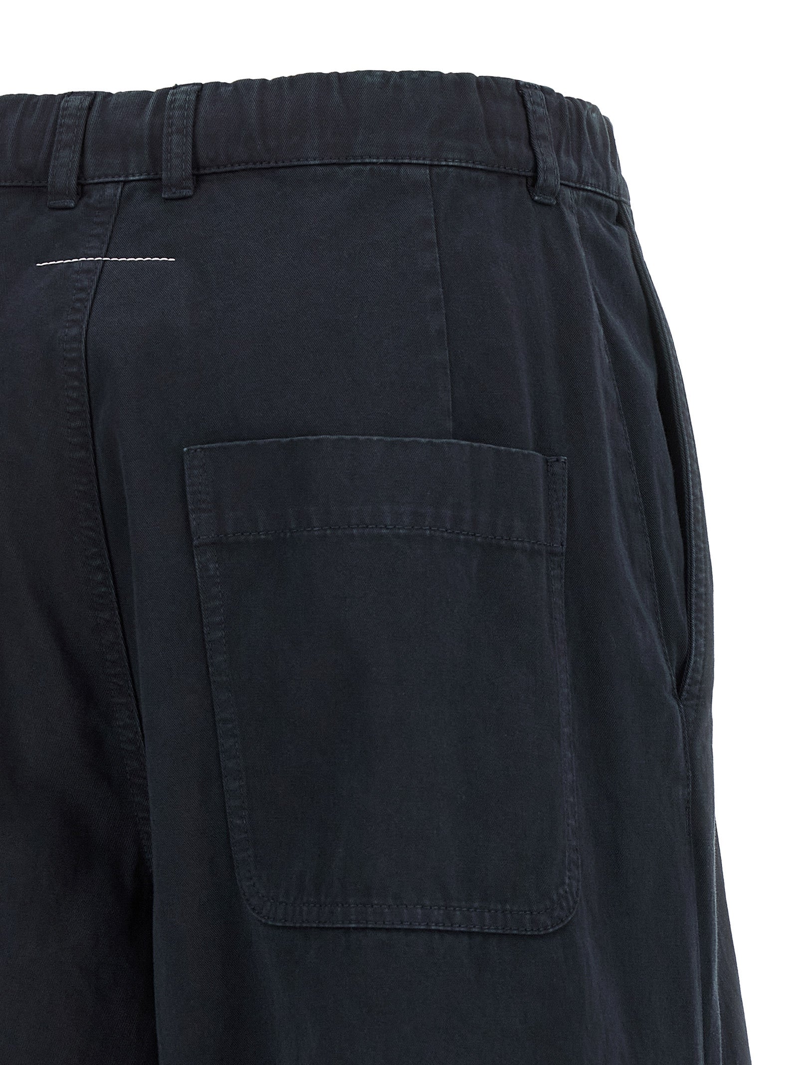 Blue Wide-Leg Cotton Trousers