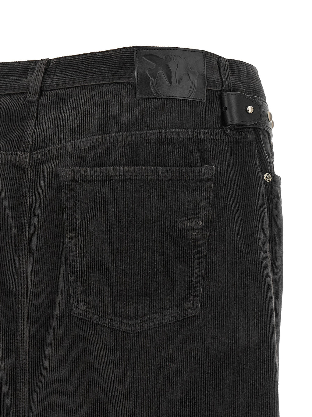 Black Cotton Corduroy Midi Skirt