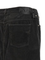 Black Cotton Corduroy Midi Skirt