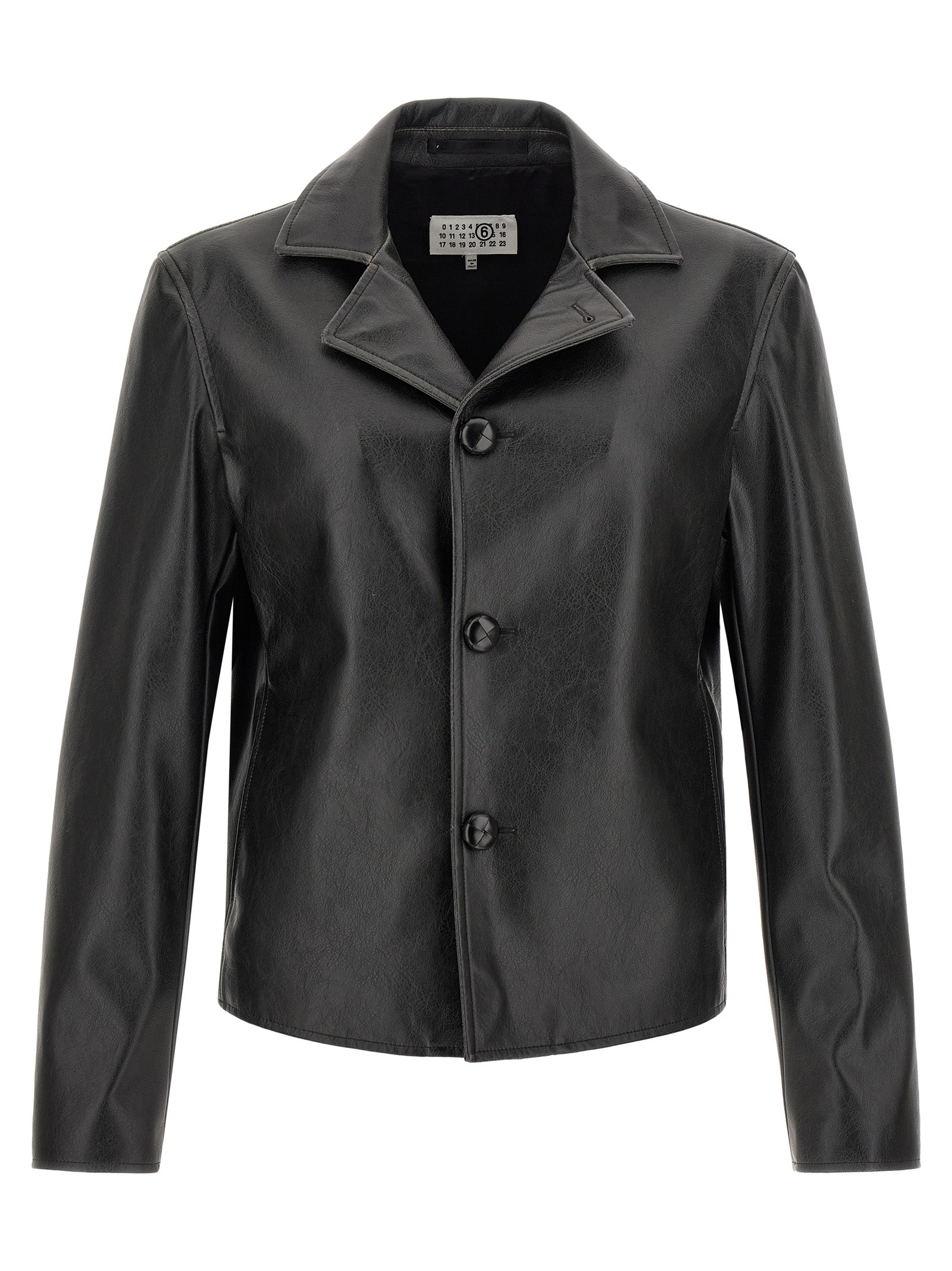 Black Textured Leather-Effect Jacket