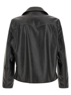 Black Textured Leather-Effect Jacket