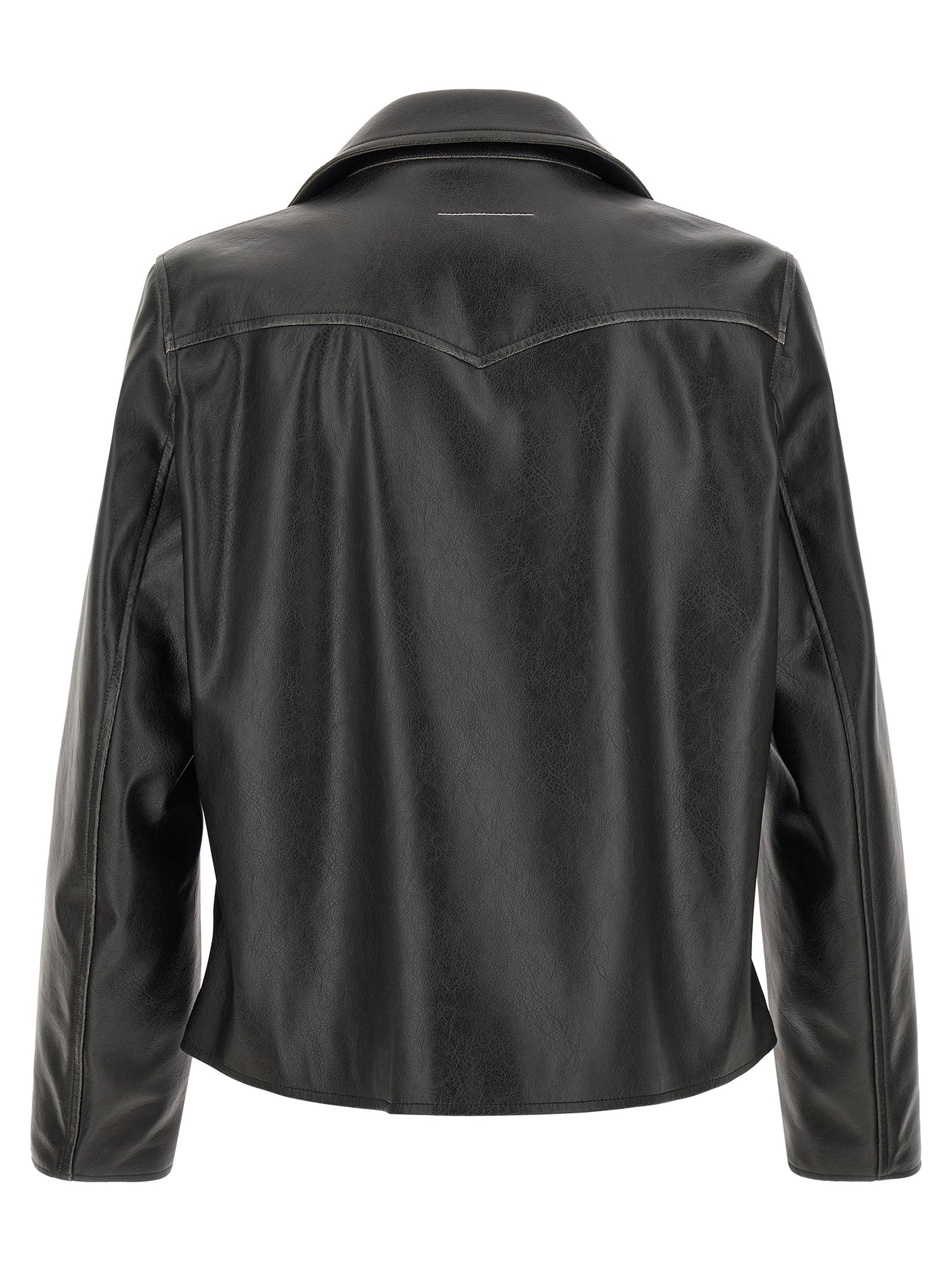Black Textured Leather-Effect Jacket