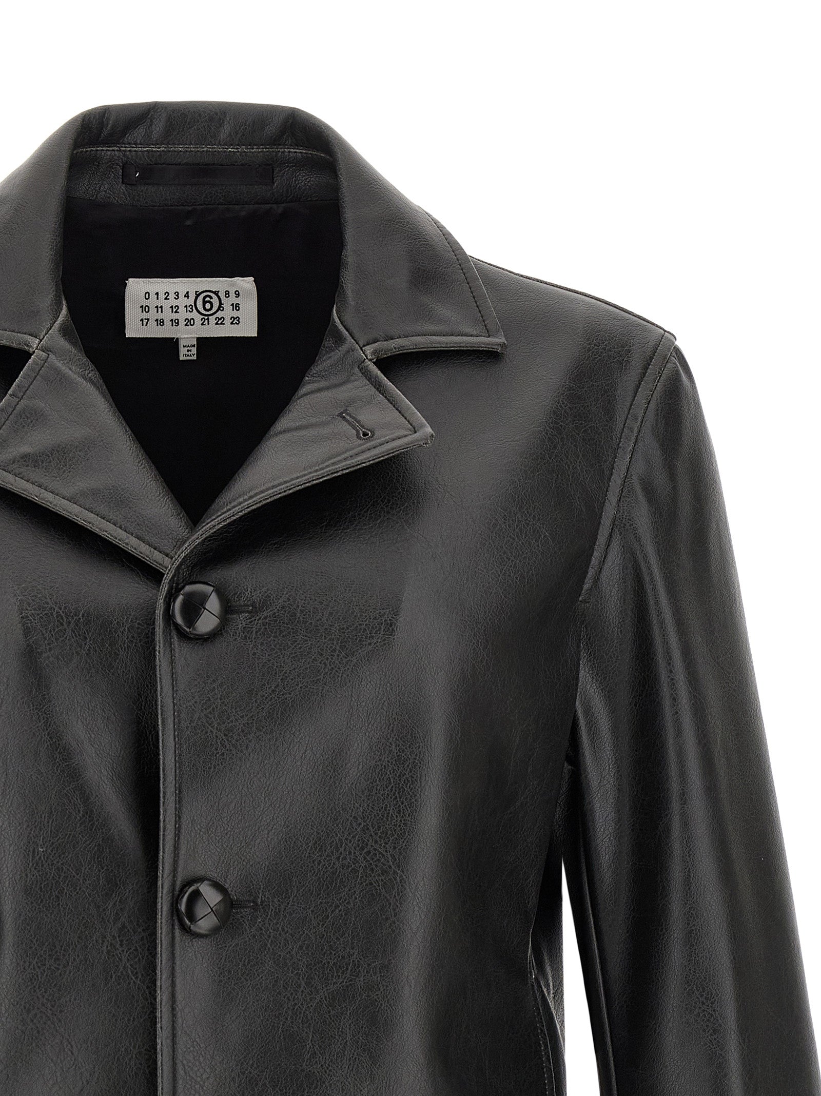 Black Textured Leather-Effect Jacket