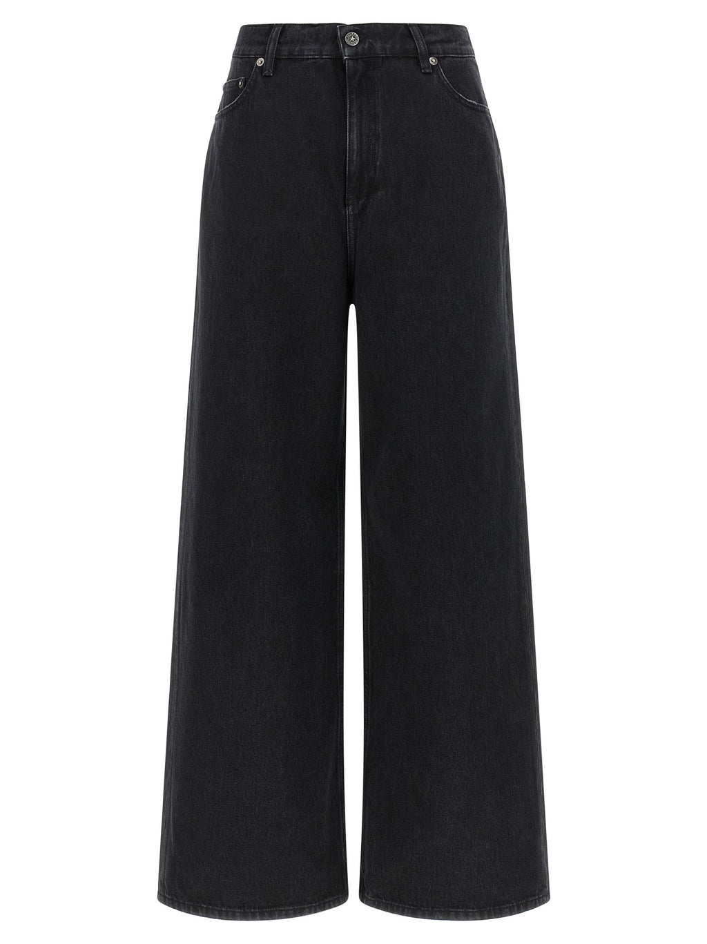 Black Cotton Flared Jeans
