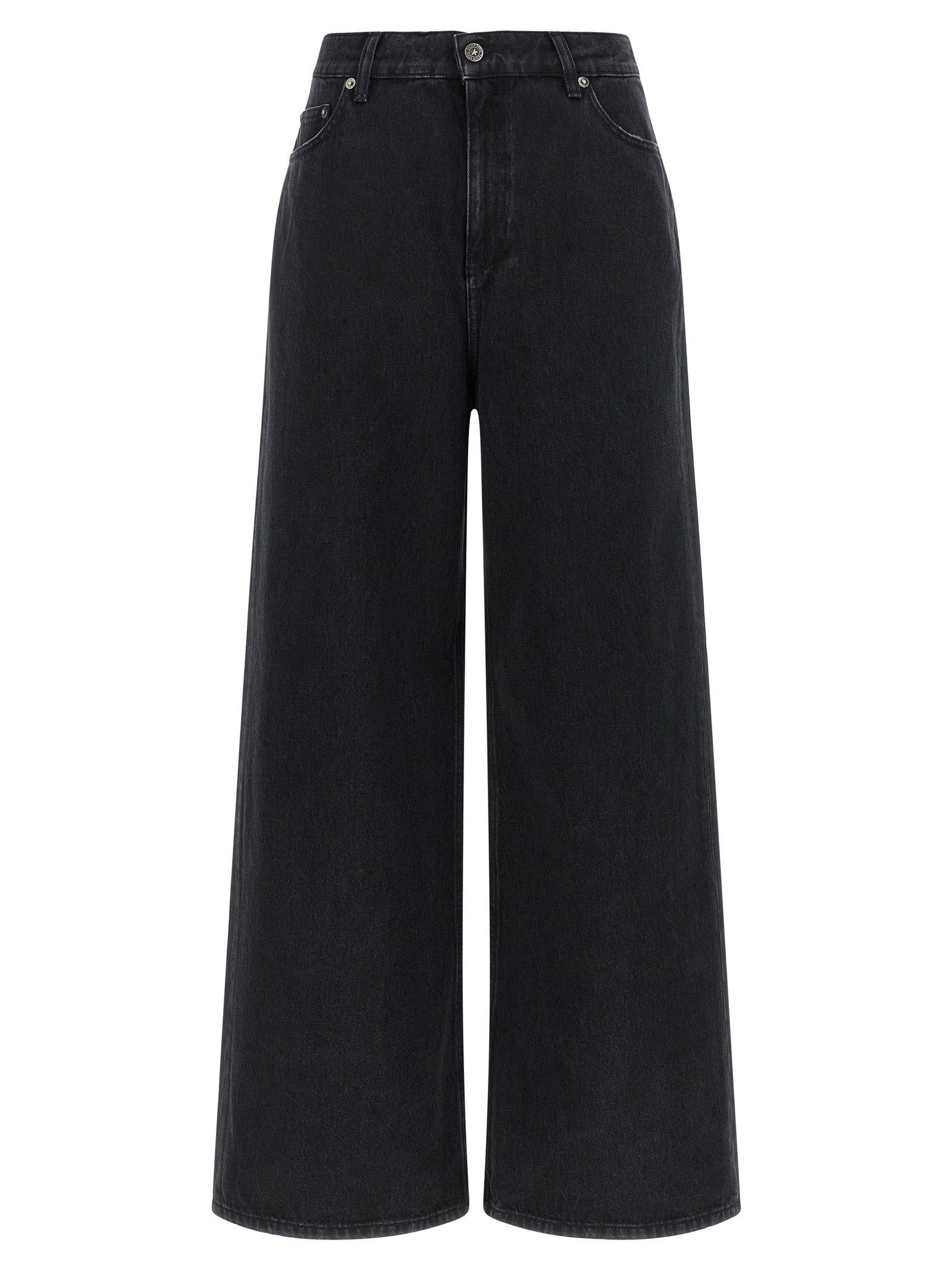 Black Cotton Flared Jeans