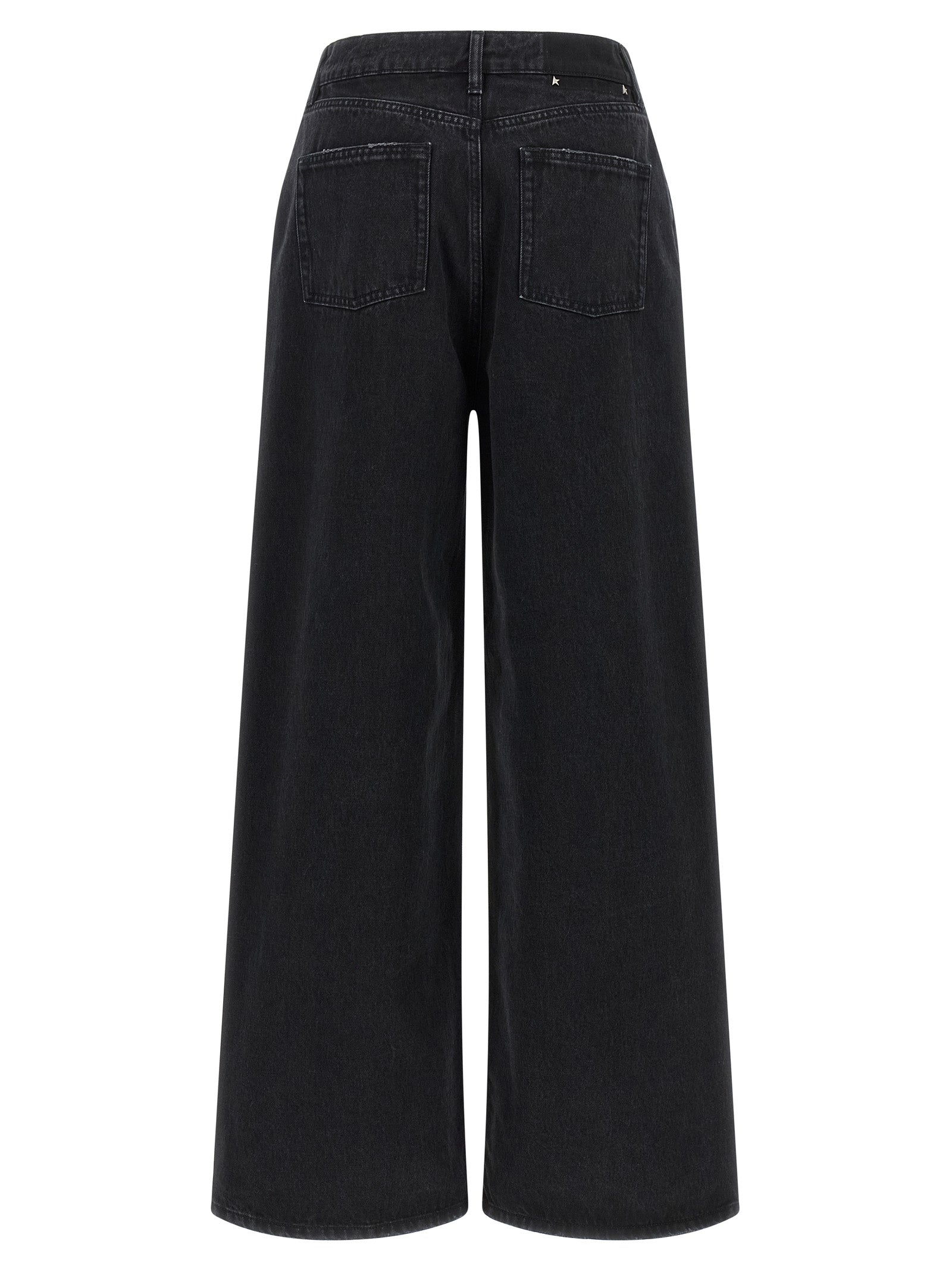 Black Cotton Flared Jeans