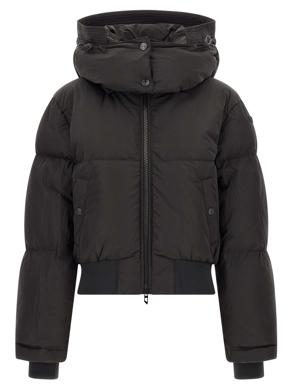 Black Crinkled Polyamide Crop Jacket