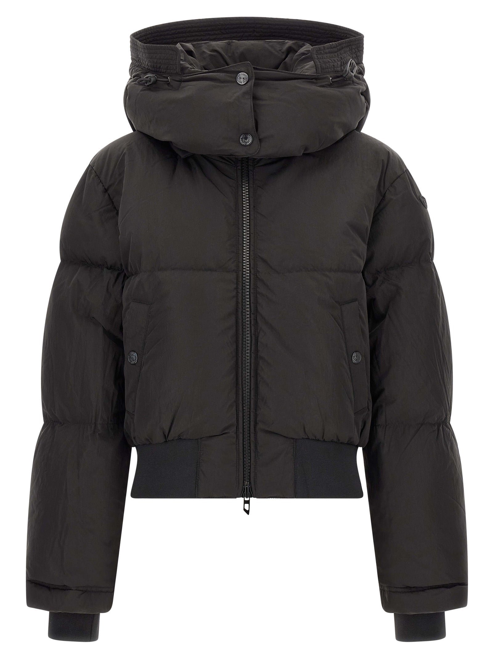 Black Crinkled Polyamide Crop Jacket