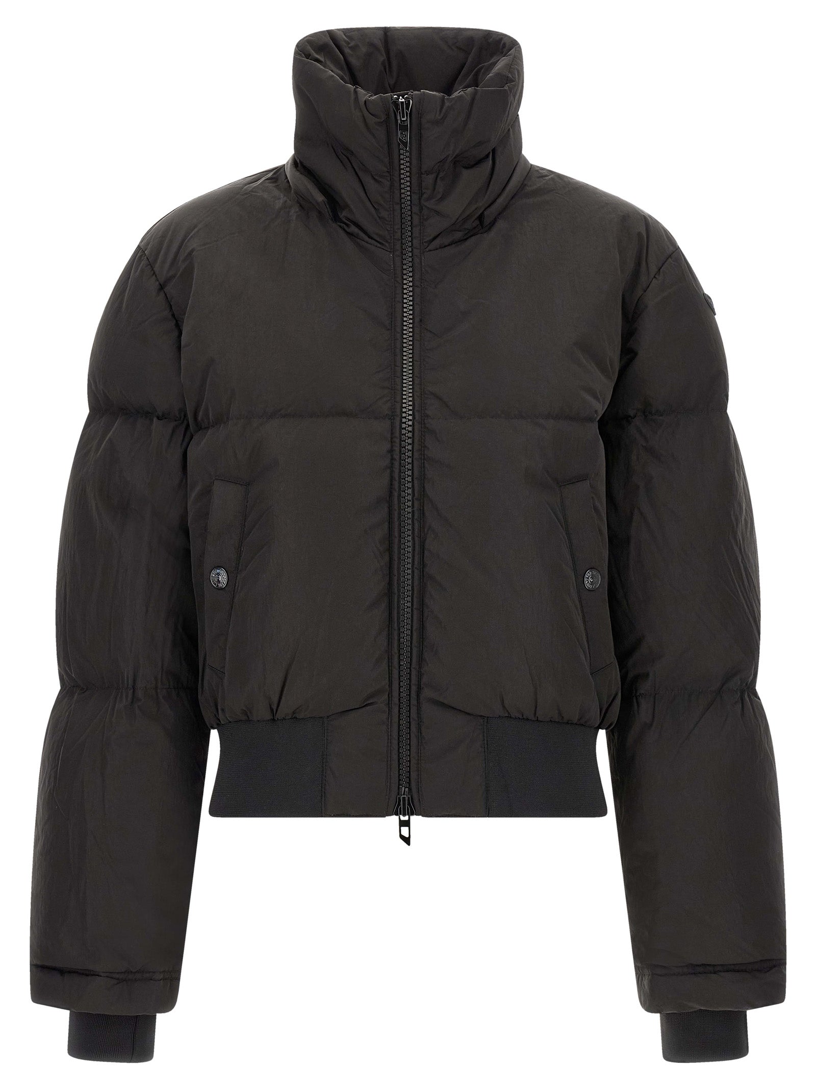Black Crinkled Polyamide Crop Jacket
