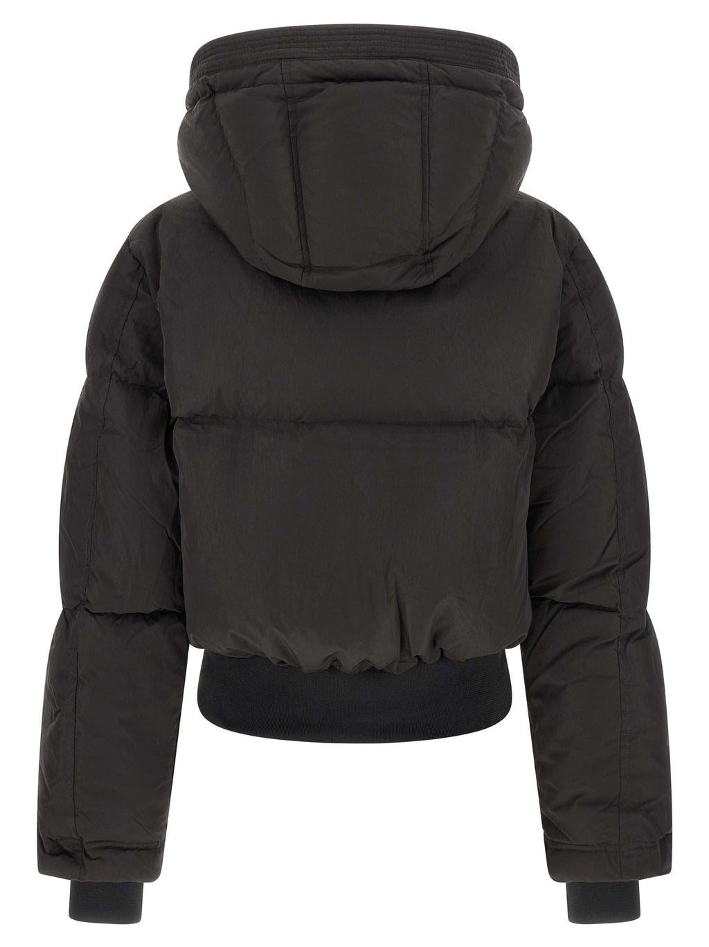 Black Crinkled Polyamide Crop Jacket