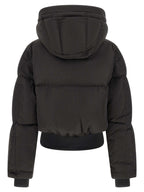Black Crinkled Polyamide Crop Jacket