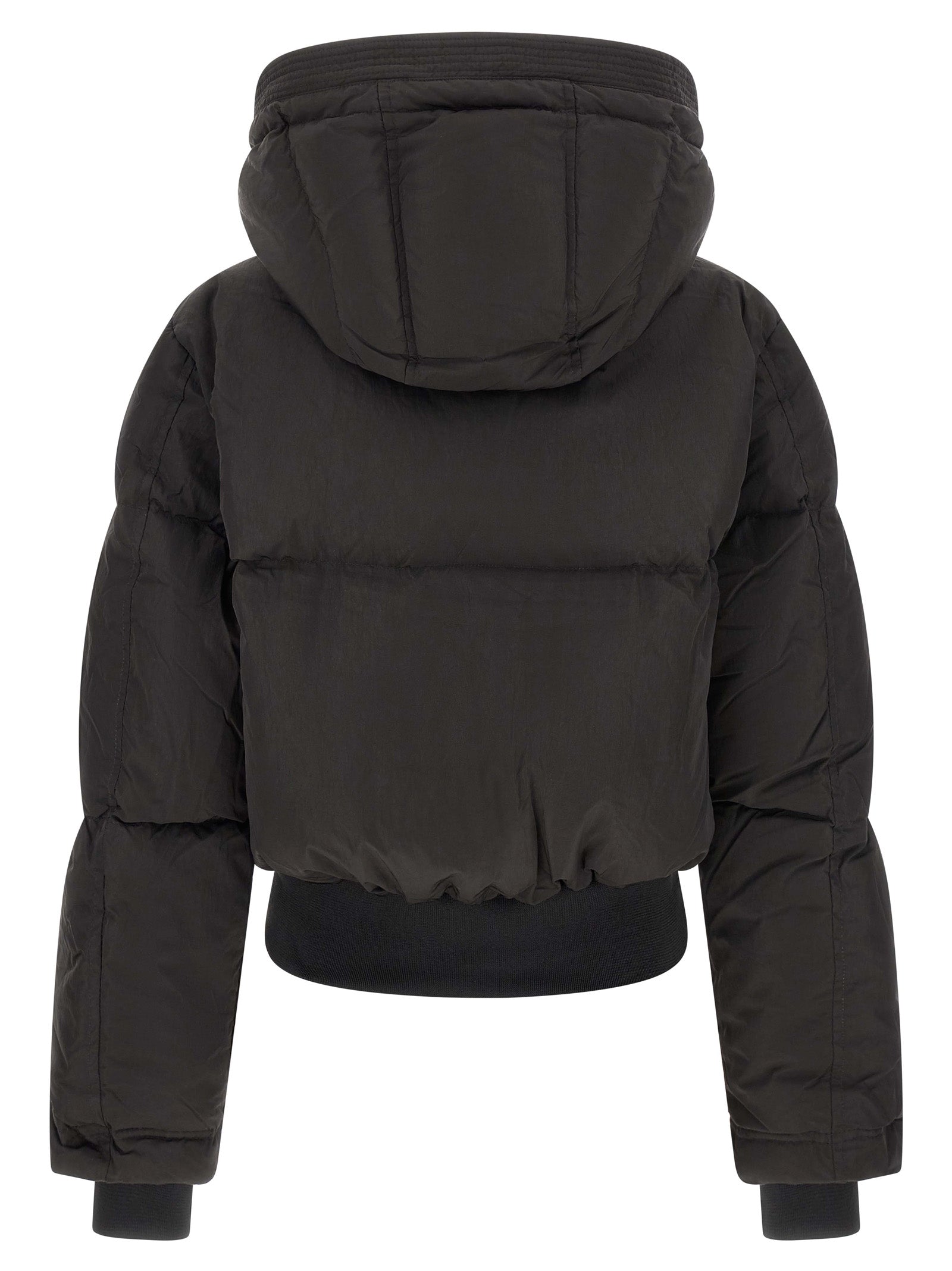 Black Crinkled Polyamide Crop Jacket