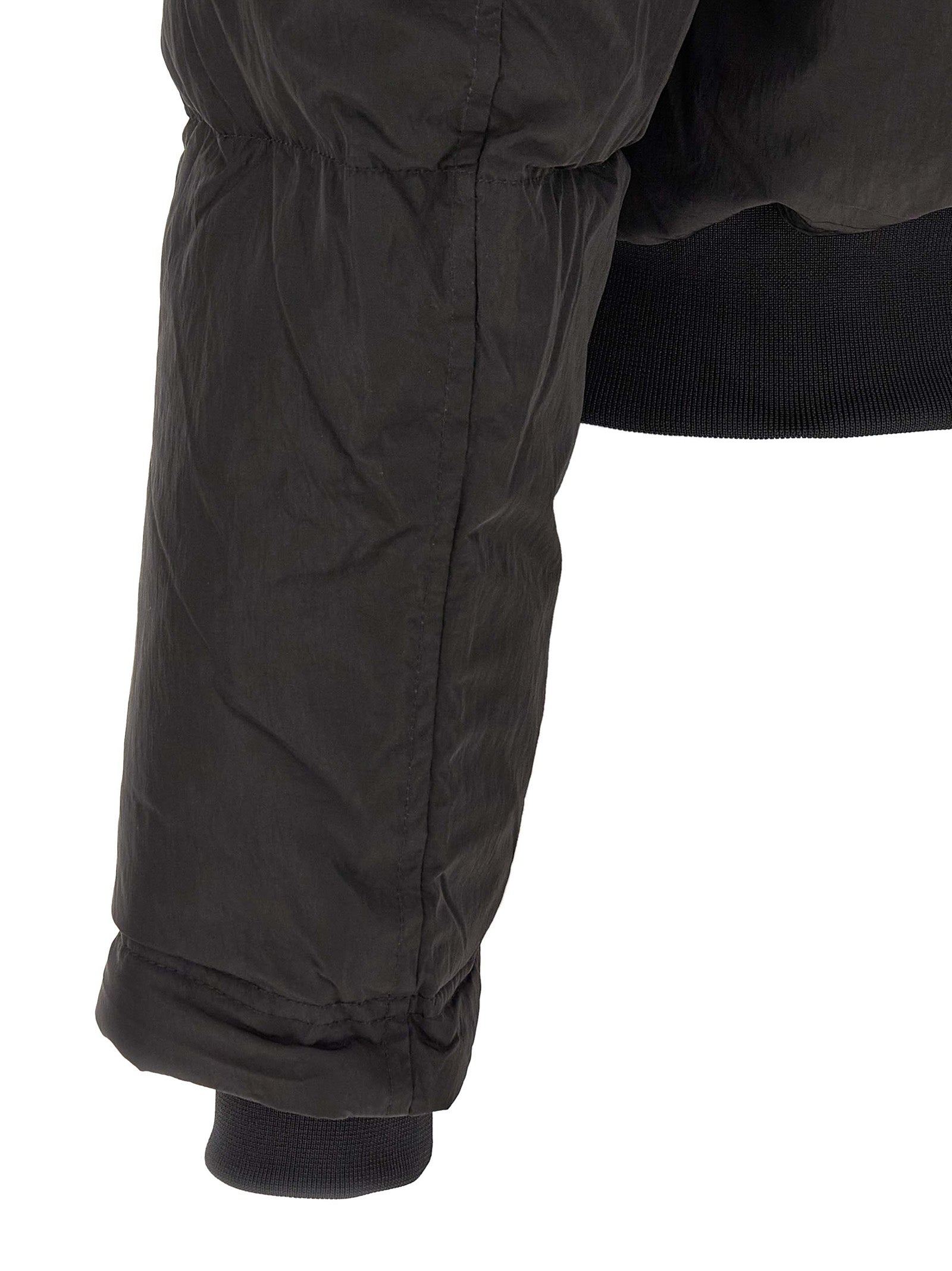 Black Crinkled Polyamide Crop Jacket