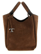 Small Brown Calfskin Suede Apa Secchiello Bucket Bag