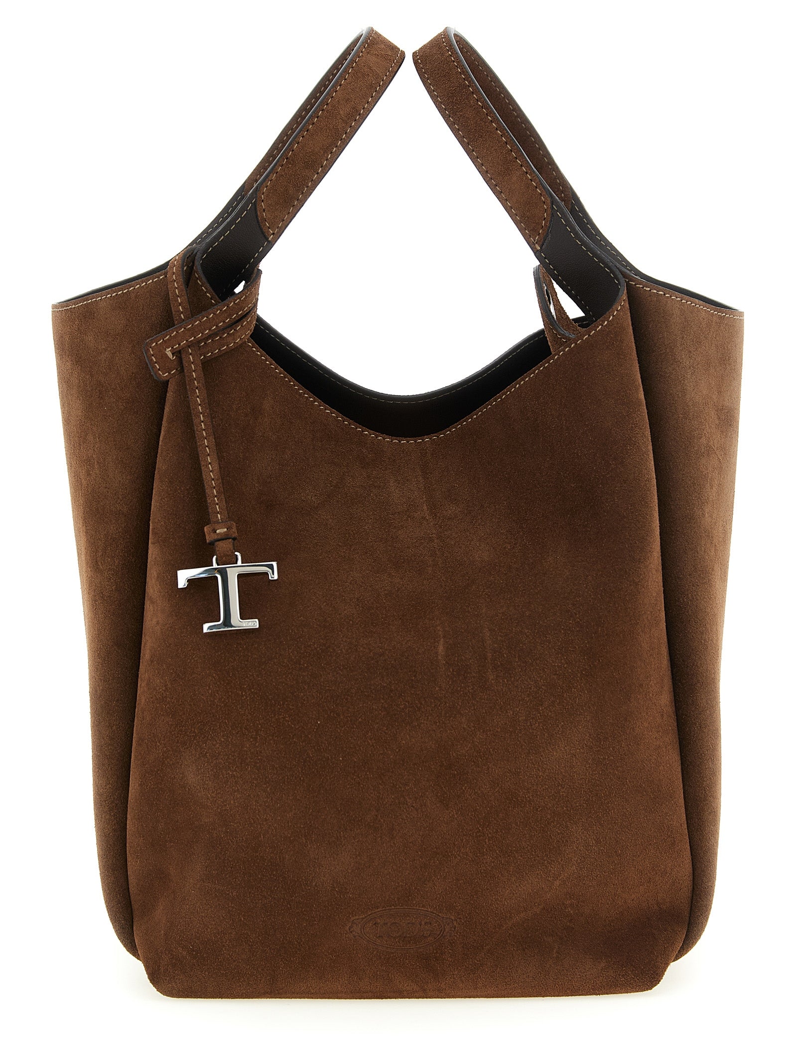 Small Brown Calfskin Suede Apa Secchiello Bucket Bag