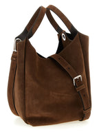 Small Brown Calfskin Suede Apa Secchiello Bucket Bag