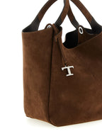 Small Brown Calfskin Suede Apa Secchiello Bucket Bag