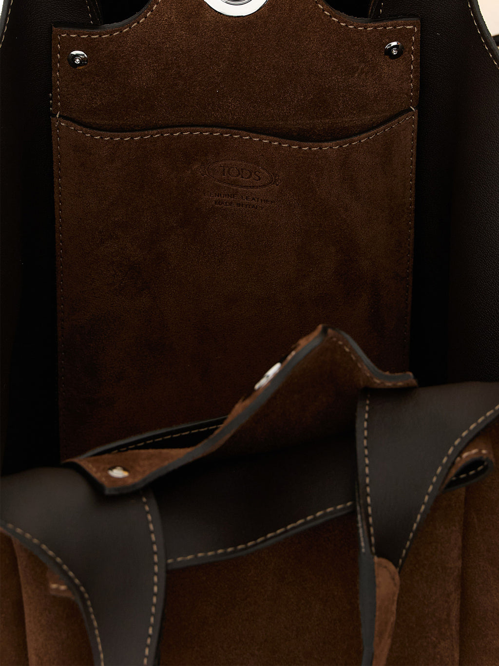 Small Brown Calfskin Suede Apa Secchiello Bucket Bag