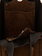 Small Brown Calfskin Suede Apa Secchiello Bucket Bag