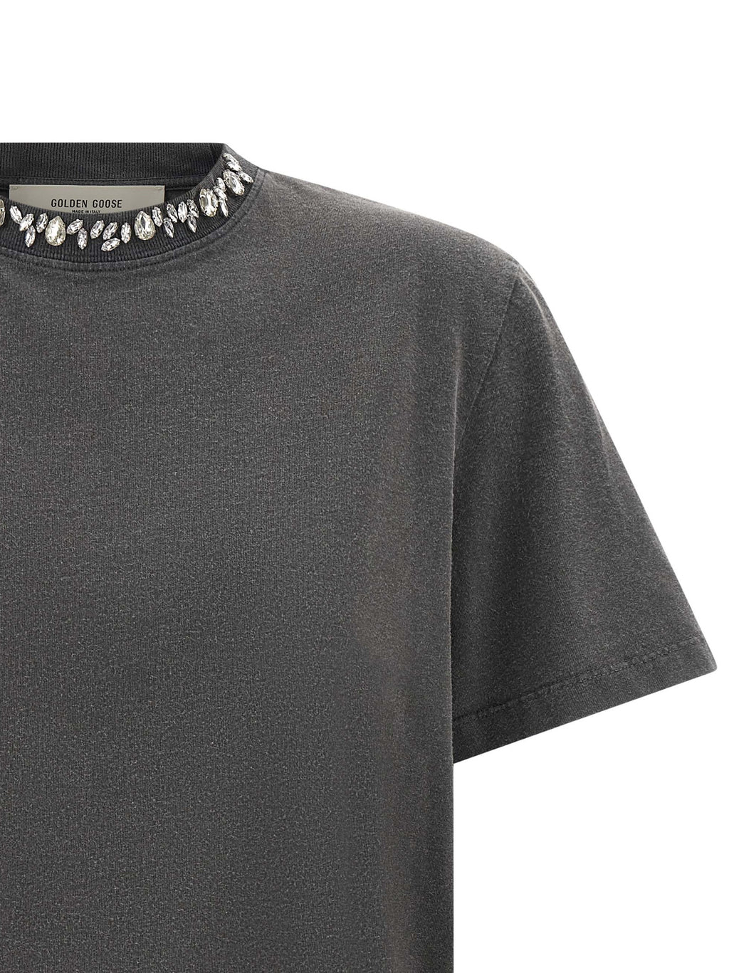 Dark Gray Cotton Jersey Crewneck T-Shirt