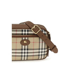 Beige Cotton Check Shoulder Bag