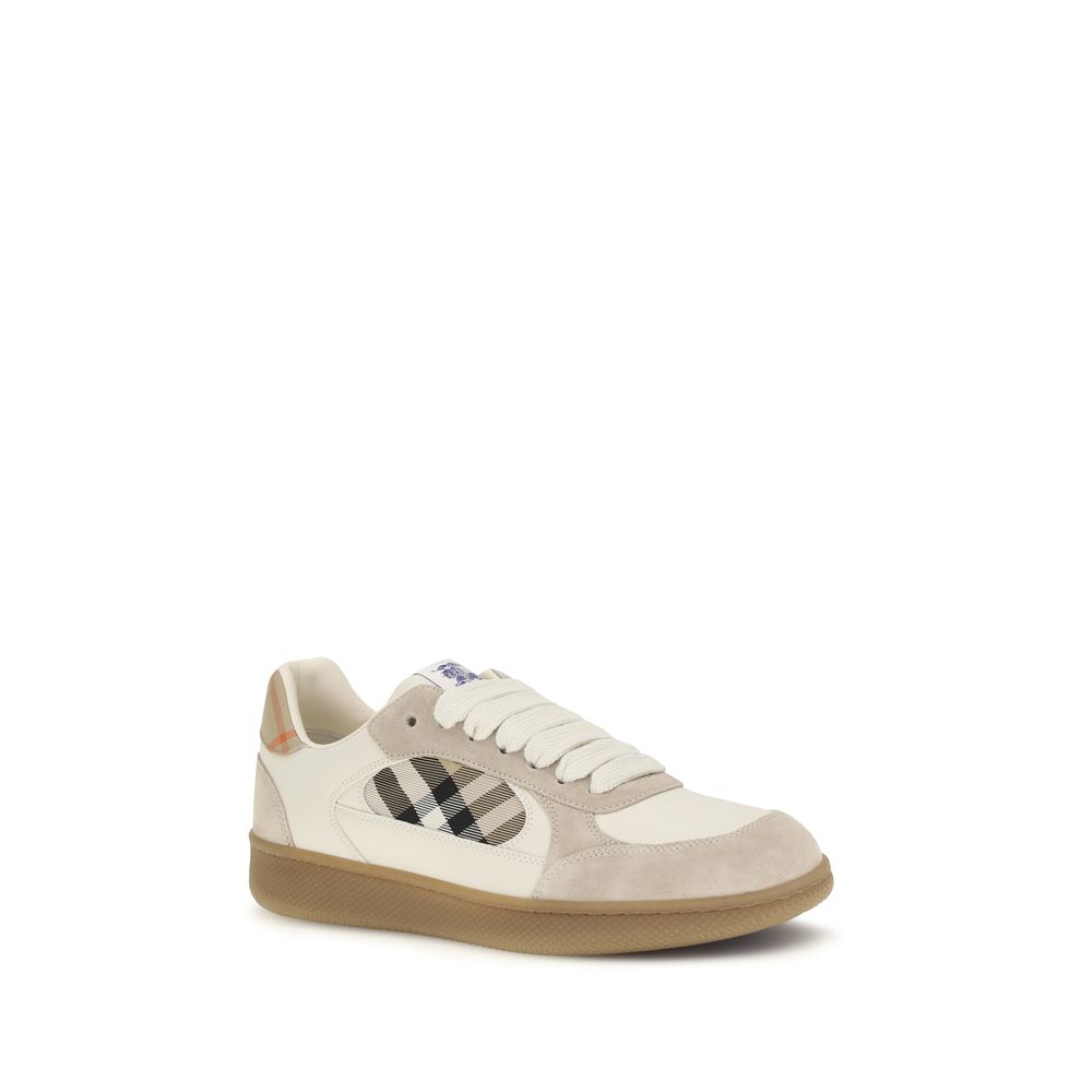 Calf Leather & Suede Terrace Check Low Top Sneakers