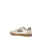 Calf Leather & Suede Terrace Check Low Top Sneakers