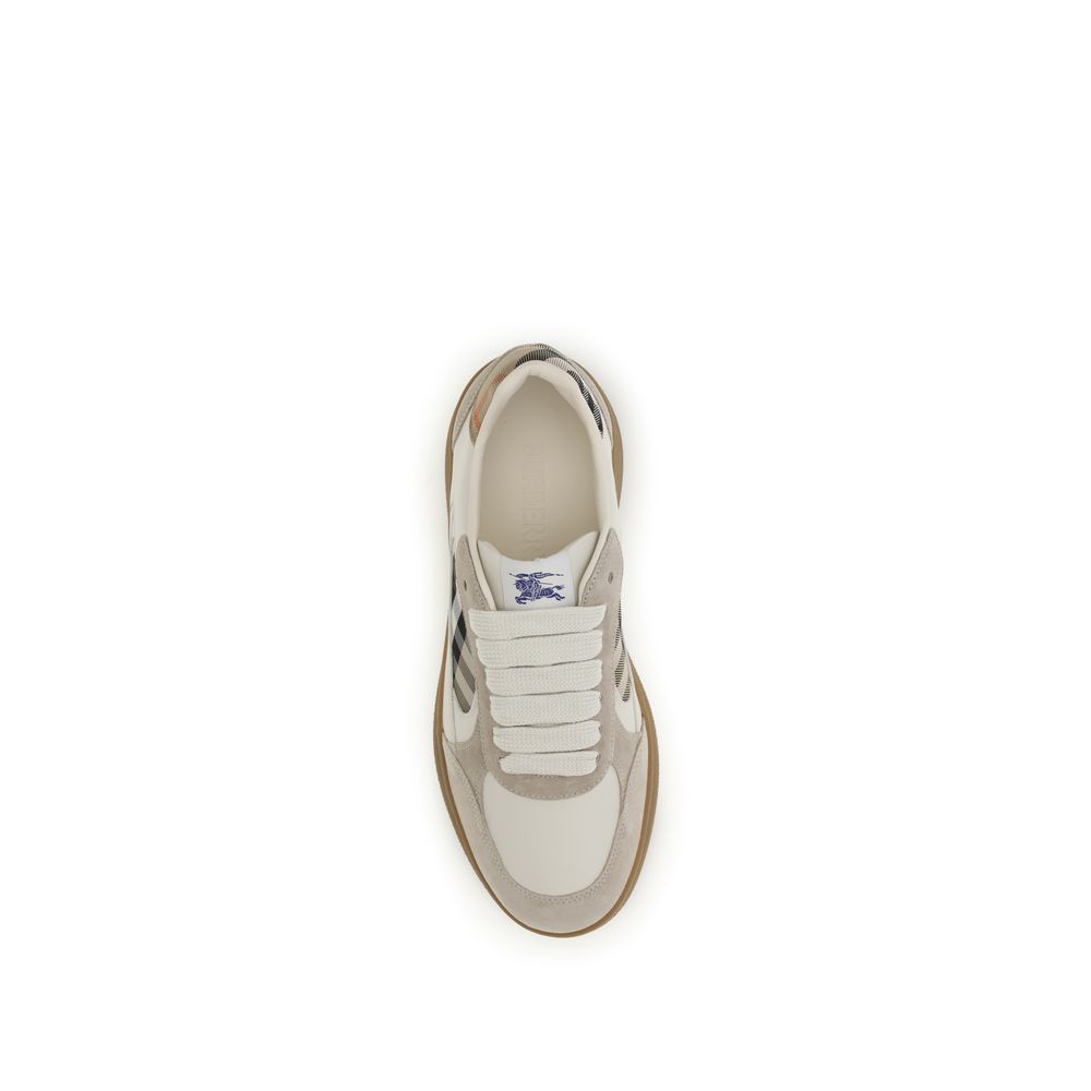 Calf Leather & Suede Terrace Check Low Top Sneakers