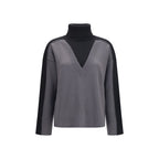 Merino Wool Trompe‑l’oeil V‑Neck Sweater