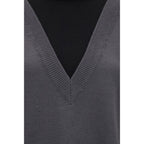 Merino Wool Trompe‑l’oeil V‑Neck Sweater