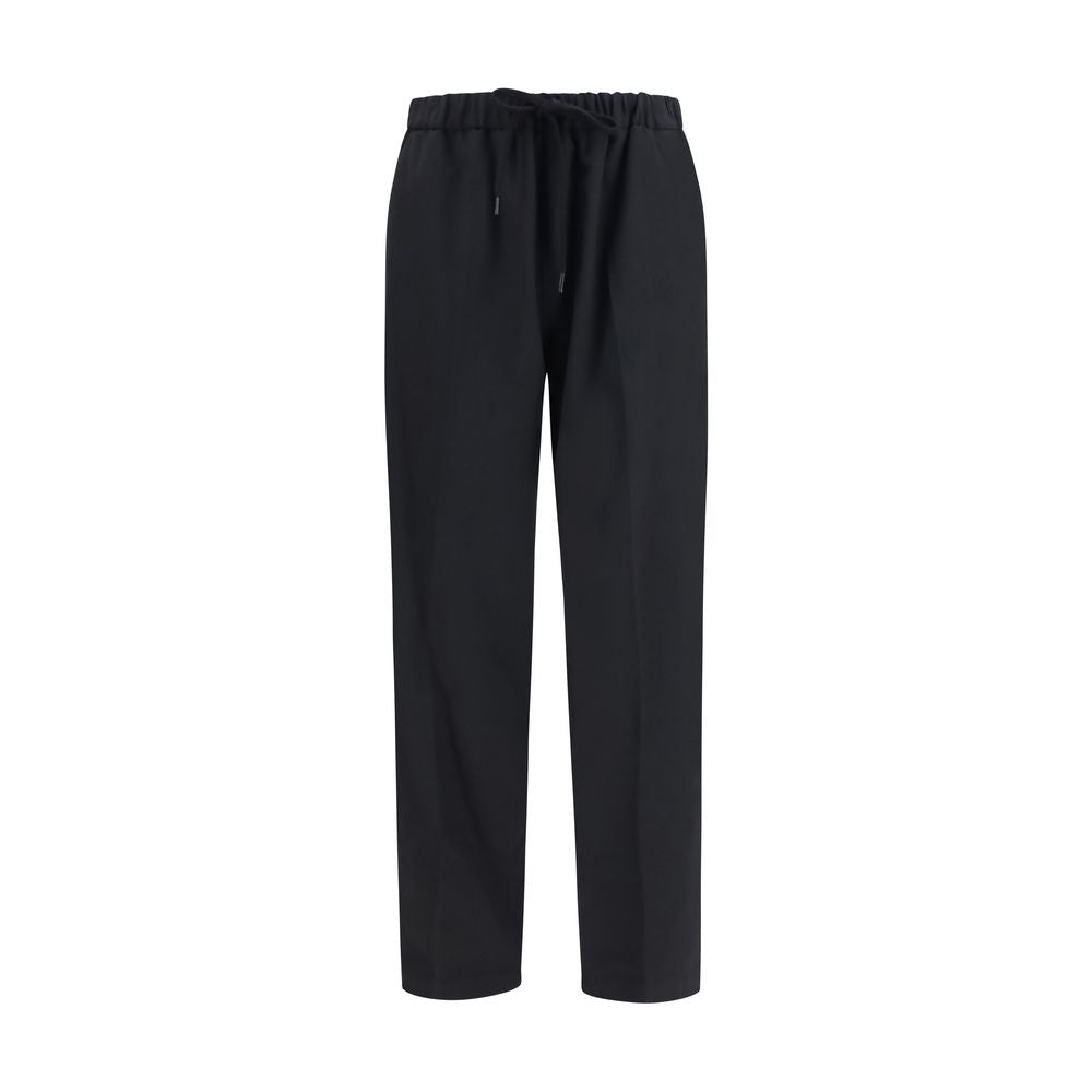 Polyester‑Merino Wool Drawstring Straight‑Leg Pants