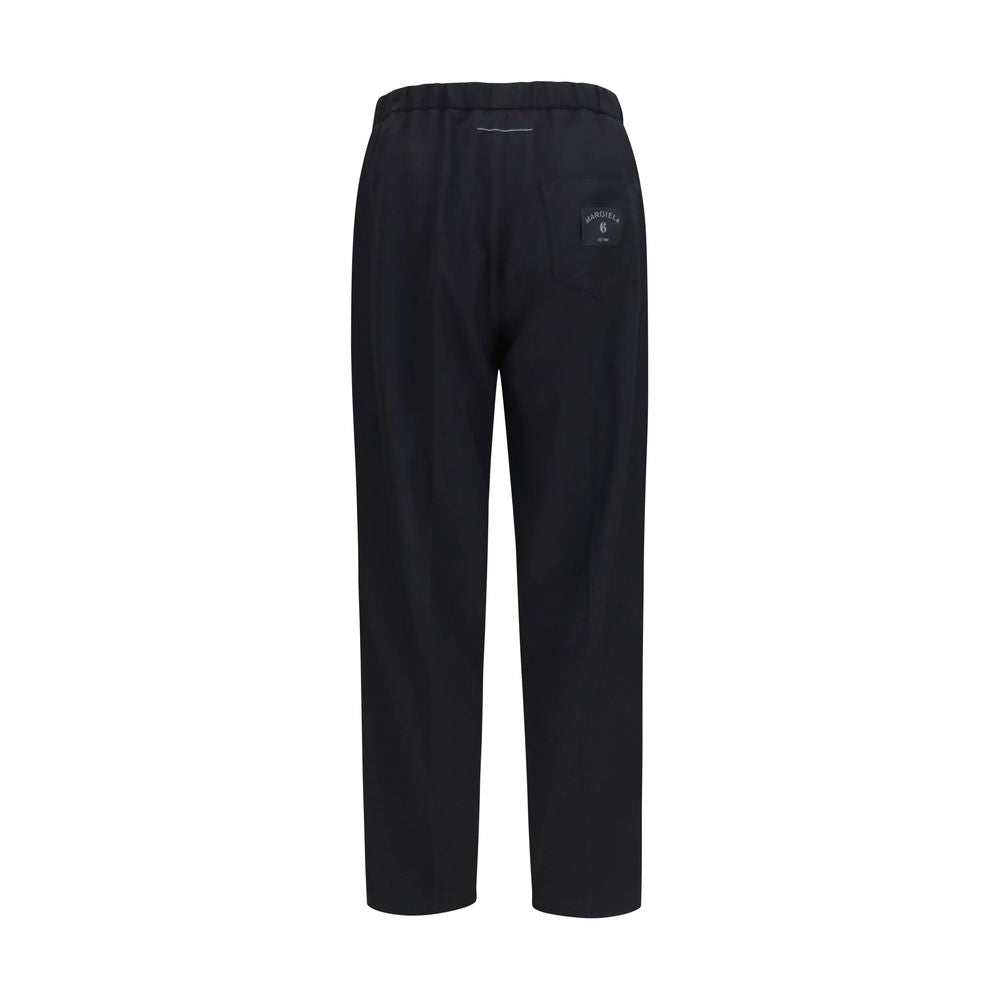 Polyester‑Merino Wool Drawstring Straight‑Leg Pants