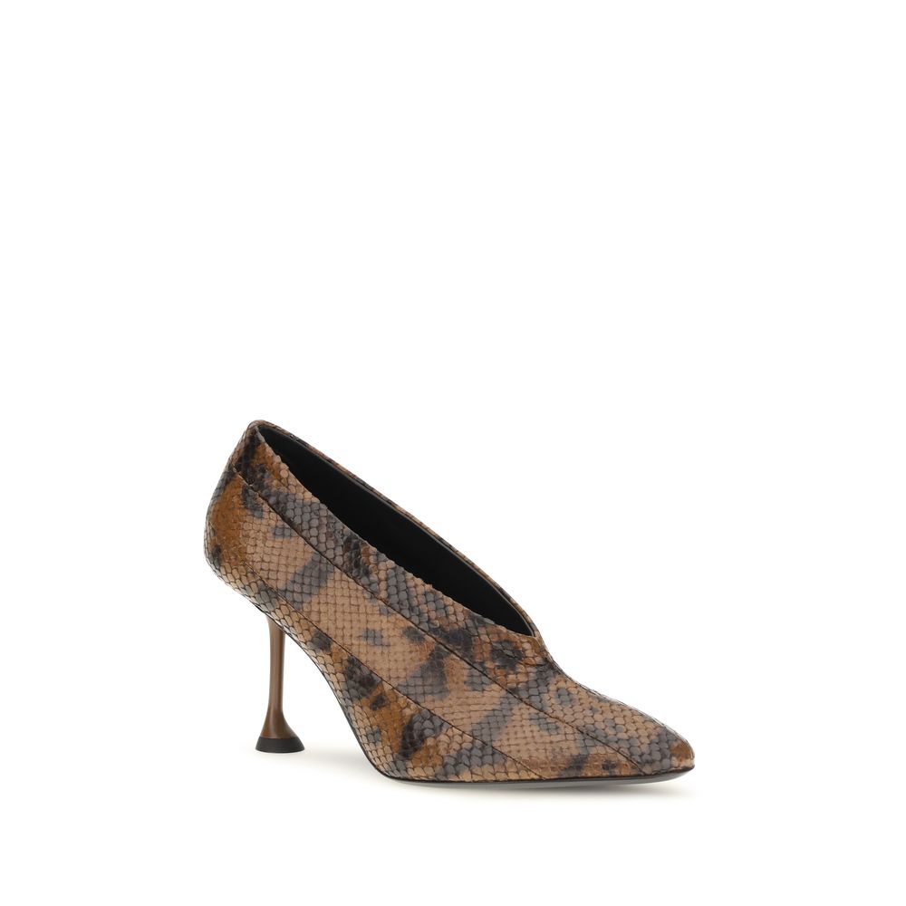 Brown Calfskin High Heel Pumps