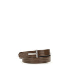 T Icon Reversible Belt in Brown Calf Leather