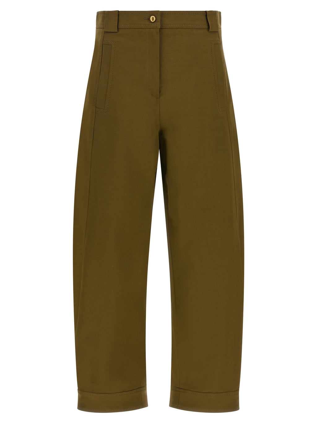 MxmAdorni Olive Green Stretch Cotton Cropped Pants