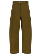 MxmAdorni Olive Green Stretch Cotton Cropped Pants