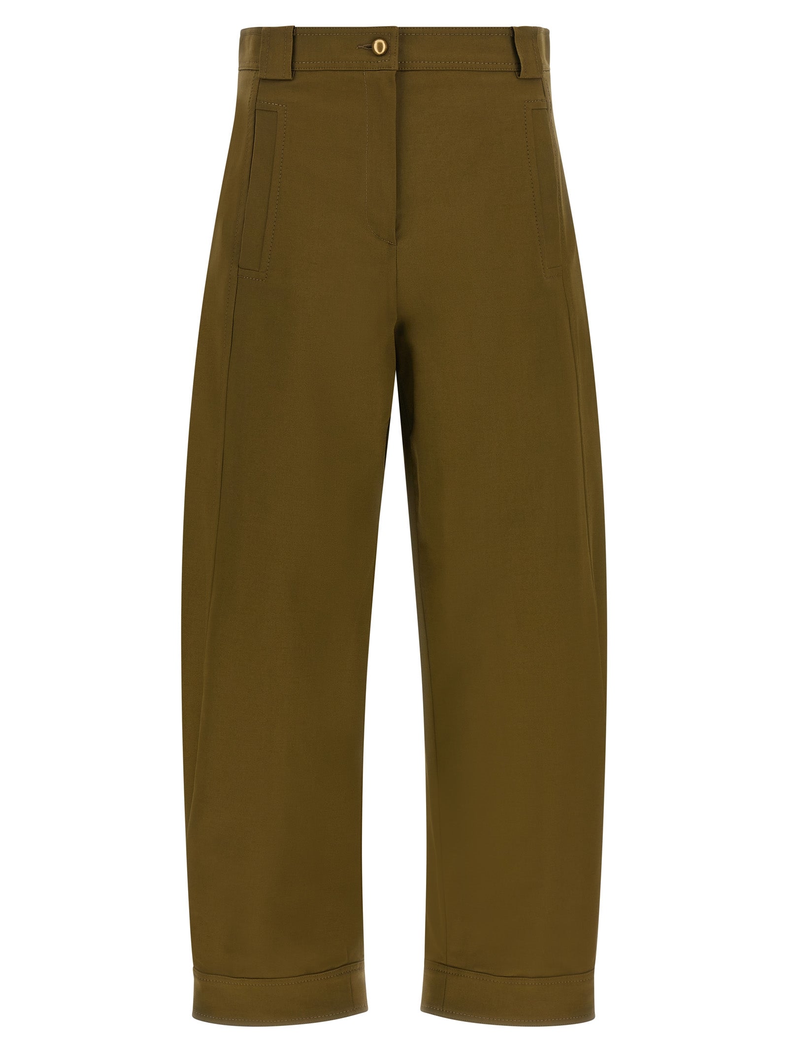 MxmAdorni Olive Green Stretch Cotton Cropped Pants