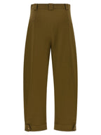 MxmAdorni Olive Green Stretch Cotton Cropped Pants