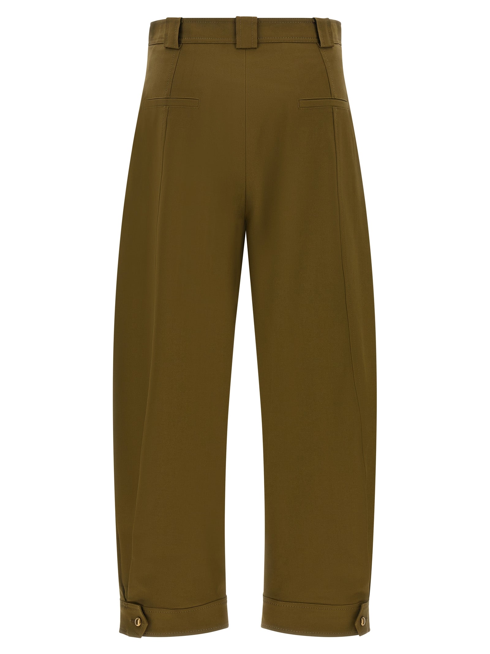 MxmAdorni Olive Green Stretch Cotton Cropped Pants