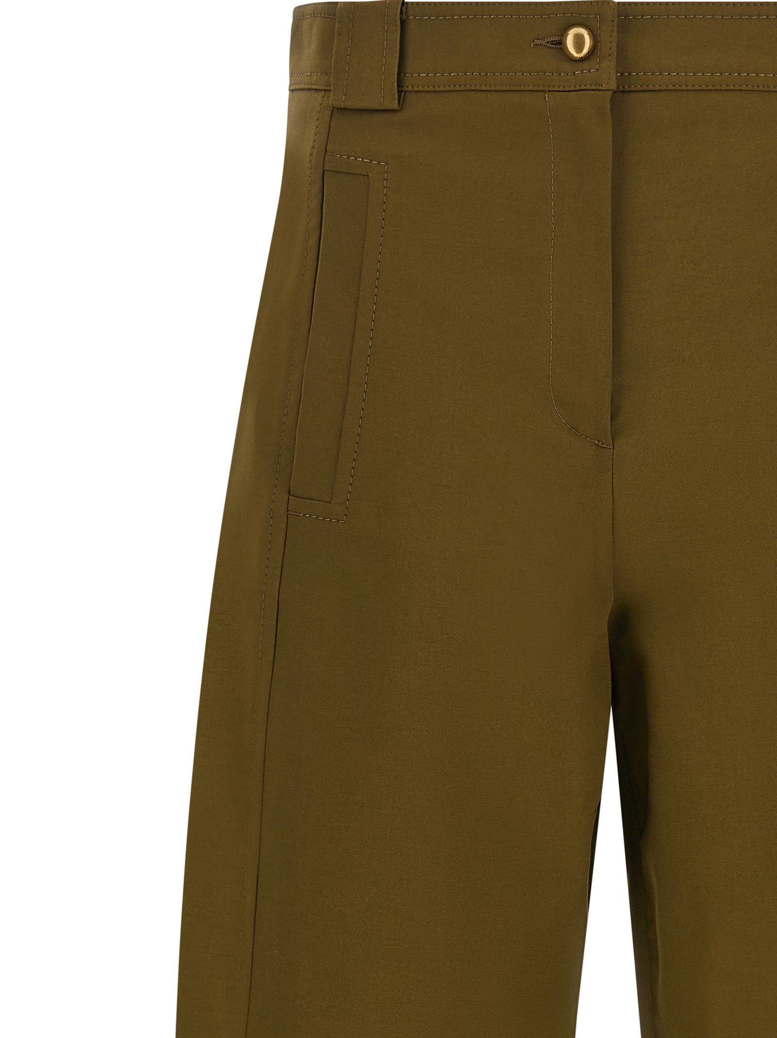 MxmAdorni Olive Green Stretch Cotton Cropped Pants