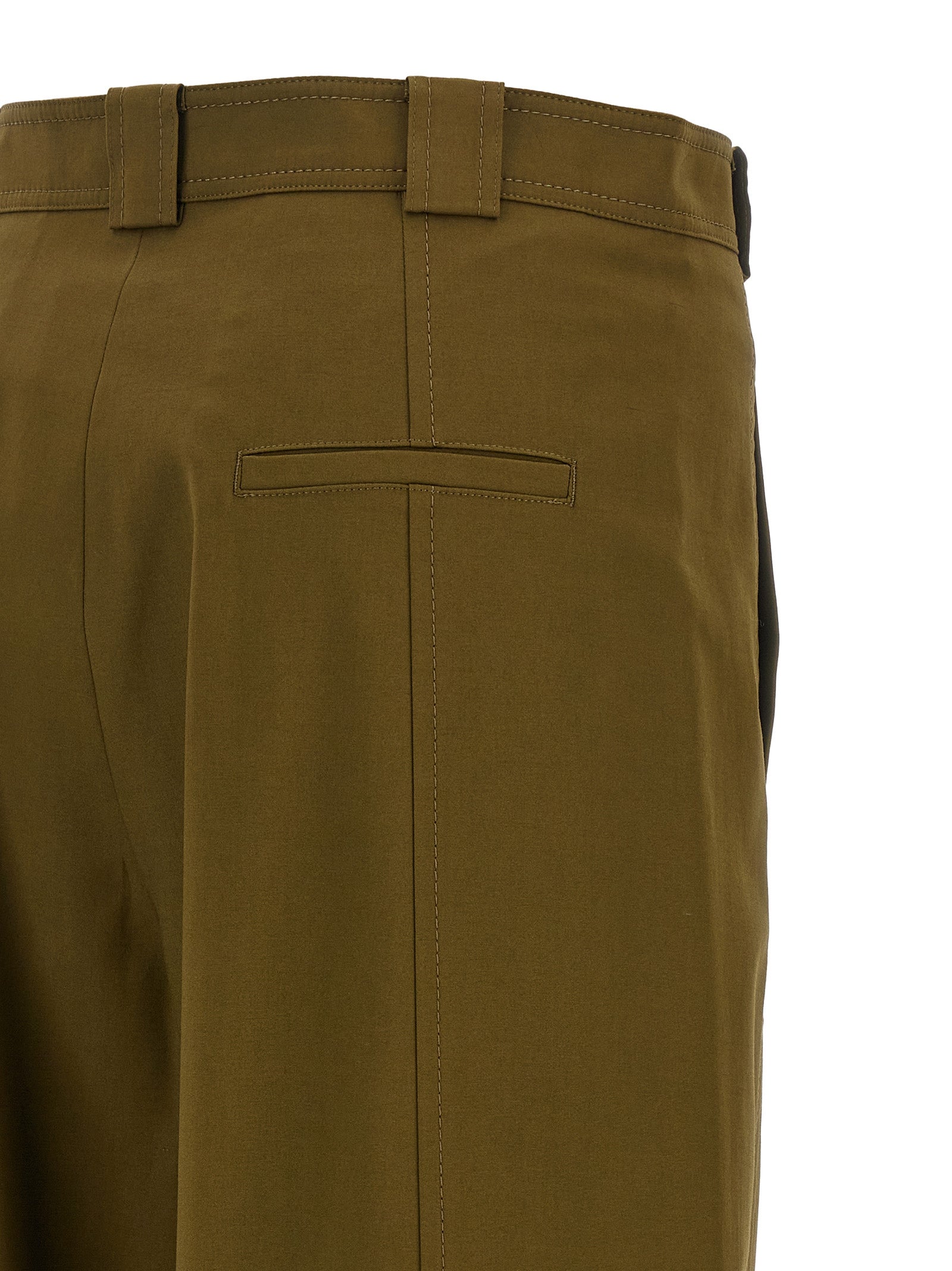 MxmAdorni Olive Green Stretch Cotton Cropped Pants