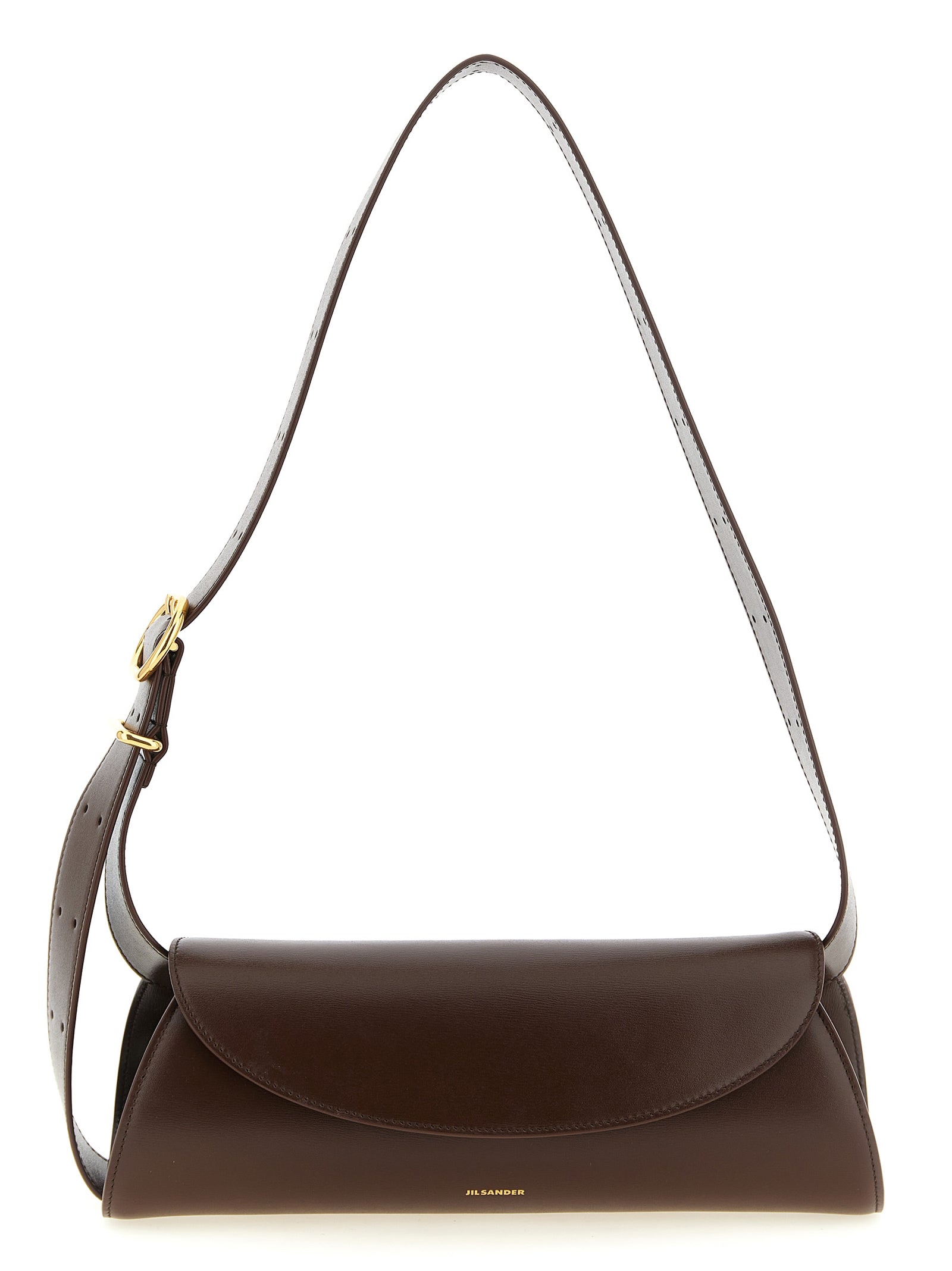 Brown Calfskin Cannolo Small Shoulder Bag