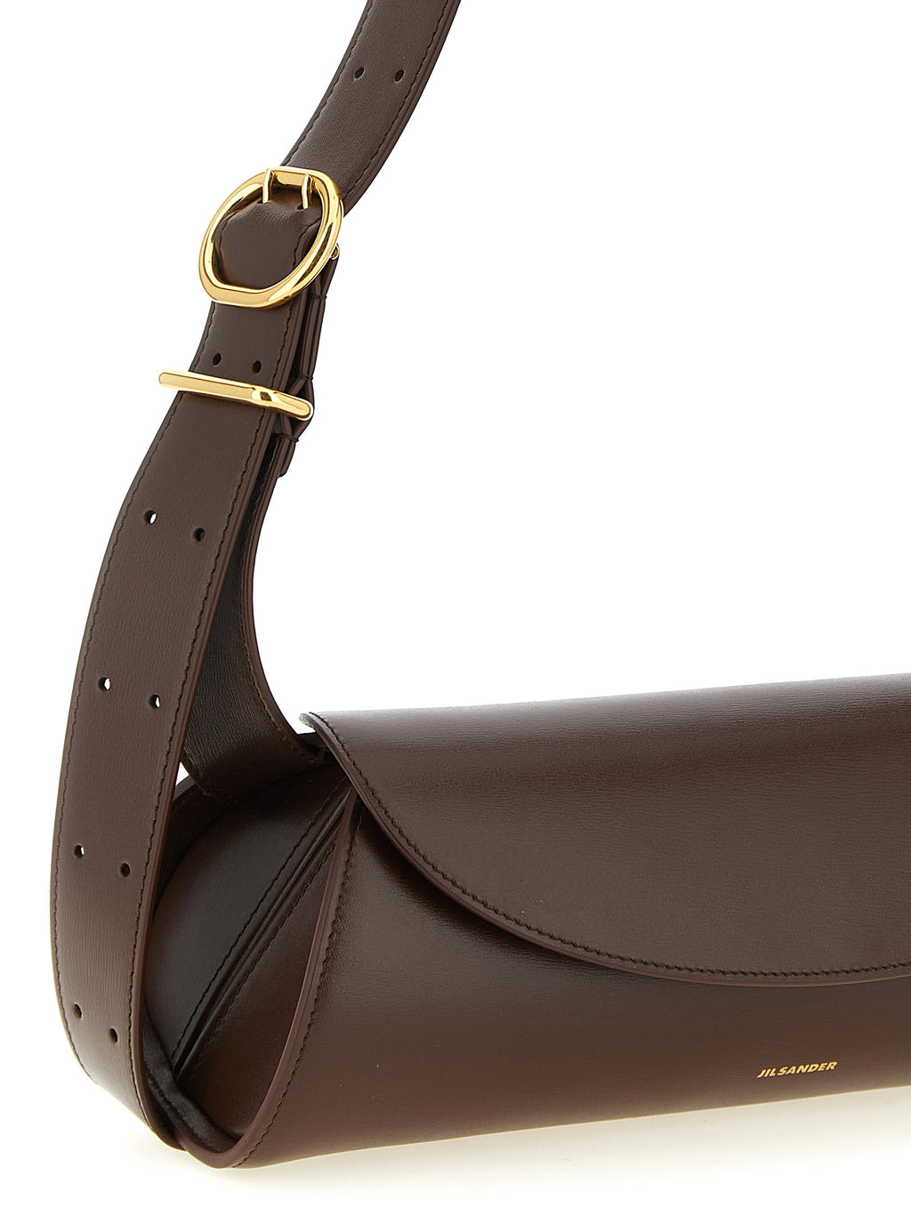 Brown Calfskin Cannolo Small Shoulder Bag