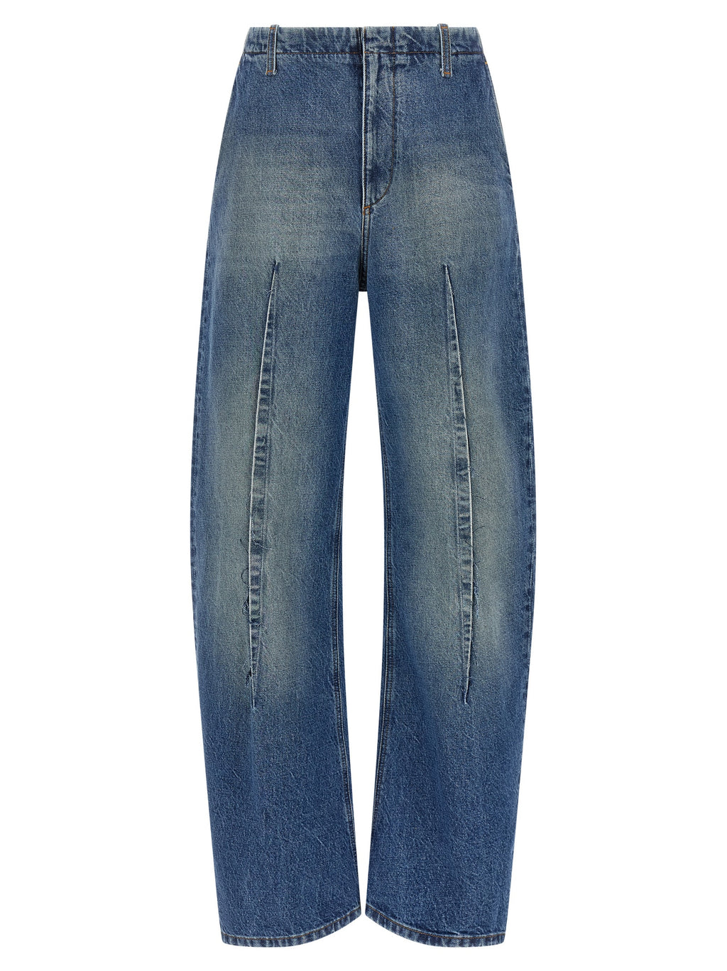 Blue Cotton High‑Waisted Jeans